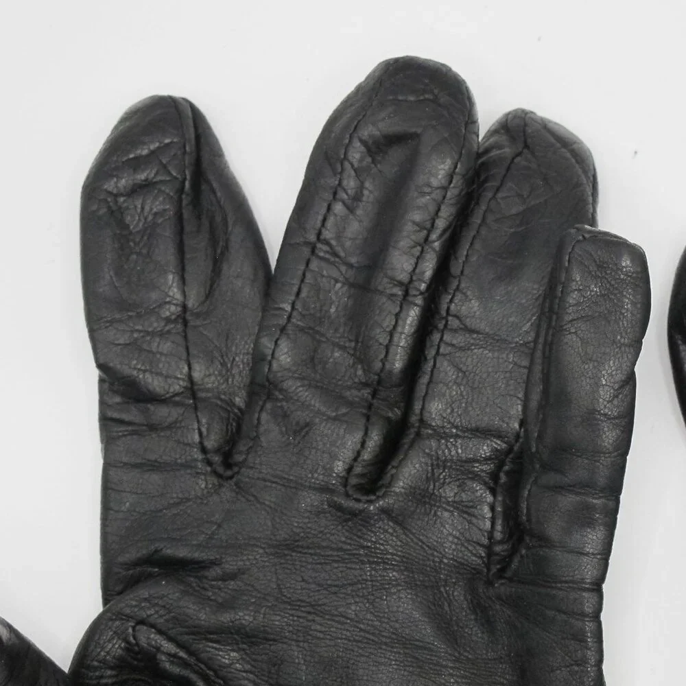 Talbots black leather ladies gloves, silk lined, 7.5